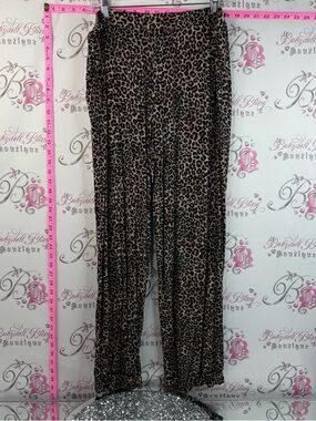 La Vie En Rose Wide Leg Pants Leopard Print Brown & Black Comfy Lightweight